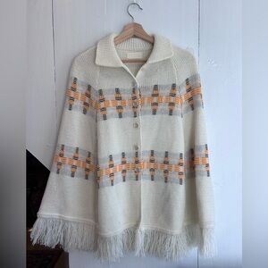 Women's Vintage Cream Poncho
